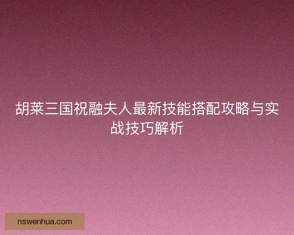 胡莱三国祝融夫人最新技能搭配攻略与实战技巧解析