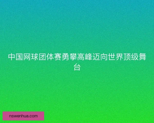 中国网球团体赛勇攀高峰迈向世界顶级舞台